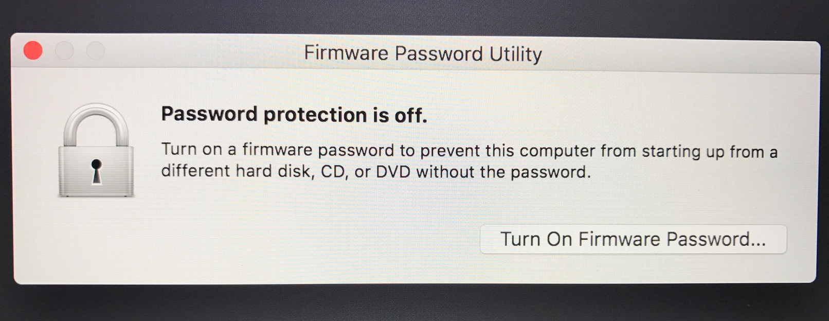 reset firmware password mac